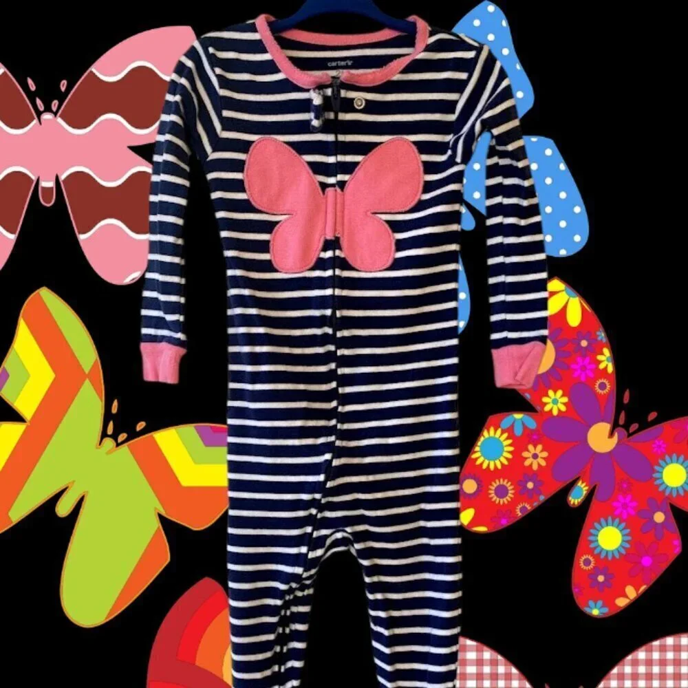 Carter's Appliqué Butterfly Stripe Footed One Piece